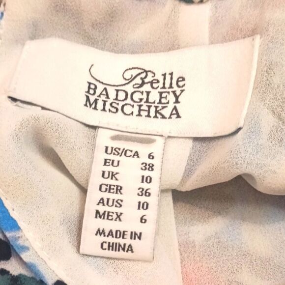 Badgley Mischka Women's floral halter mini shift dress size 6 Boho - Picture 10 of 12